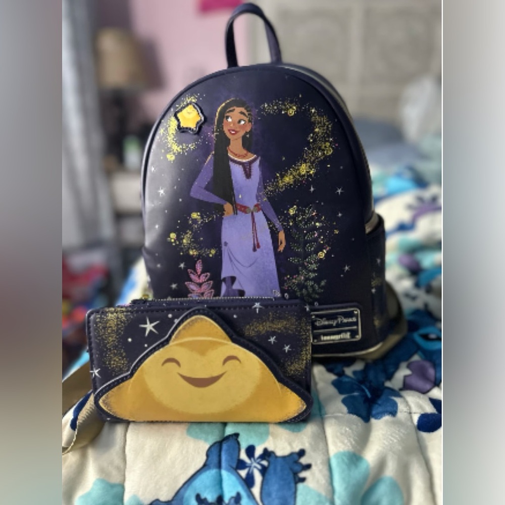 Disney Loungefly Wish Asha and Star Mini Backpack & Wallet Set!